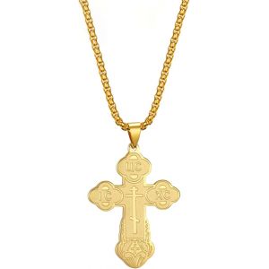Collier Pendentif Croix Orthodoxe En Acier Inoxydable Collier Pendentif Croix Classique Bijoux Amulette Orthodoxe Russe Collier Religieux - Neuf
