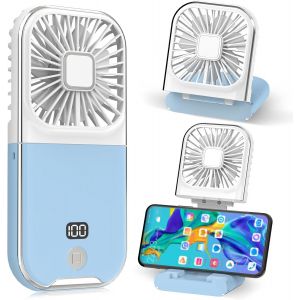 KALANKA-Mini Ventilateur Portable Ventilateur à Main USB Rechargeable Petit Portatif Portable Ventilo Ventilateur de Poche Silencieux Fan Pour Bureau, Maison, Extérieur, Dormir (Bleu) - Neuf