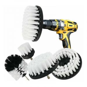 (Blanc) Ensemble De Brosses De Nettoyage Pour Perceuse Électrique 5 Pièces, Brosses Pour Perceuse Électrique Pour Carrelage De Voiture, Tapis, Baignoires, Cuisines, Salles De Bains - Neuf