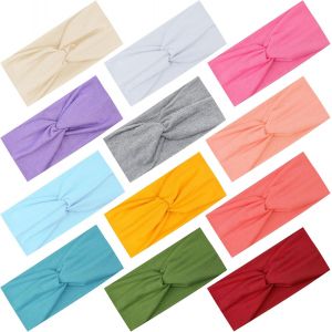 12 Pi&egrave;ces Bandeau Cheveux Femme Bandeaux De Sport &Eacute;lastique Bandeau Cheveux Large Serre T&ecirc;te Croix Nou&eacute; &Eacute;lastique Pour Fille Femme Yoga Sport, 12 Couleurs - Neuf