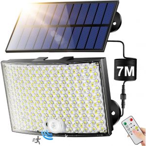 Lampe Solaire Exterieur,[268led 5 Mode 7m Câble]Lampe Solaire Exterieur Detecteur De Mouvement Projecteur Solaire Exterieur, Ip65 Lumiere Solaire Exterieur,1800mah Eclairage Exterieur Avec Detecteur - Neuf