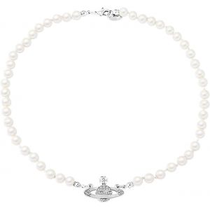 Planet Collier De Perles Pour Femme Et Fille Avec Pendentif Saturne En Cristal Et Strass Blanc,Taille Unique,Acier Inoxydable - Neuf
