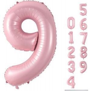 SJZG-Ballons Roses En Forme De Chiffres Pour Filles - 101,6 Cm - Film Aluminium Mylar - Auto-Gonflant - Num&eacute;ros 0-9 - H&eacute;lium Pour D&eacute;coration De F&ecirc;te D'Anniversaire - Neuf