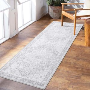 Tapis De Couloir Traditionnel À Motif Floral Vintage Pour Couloir,Tapis De Couloir Antidérapant Et Pliable Pour Entrée,Cuisine,Gris,80 X 150 Cm - Neuf