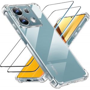 CAUC-3 en 1 Verre Tremp&eacute; et Coque pour Xiaomi Redmi Note 13 5G (Niet voor Note 13 4G),[Coussin d'air Int&eacute;gr&eacute;] Anti-Jaunissement Souple TPU Bumper Coque Protection,Transparente - Neuf