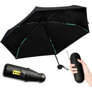 Mini Parapluie Pliant Mini Parapluie Pliable Compact 24 Nervures Avec Bo&icirc;te De Rangement Parapluie De Protection Uv Parapluie De Voyage Manuel Compact L&eacute;ger Parapluie Capsule Pour Enfants - Neuf