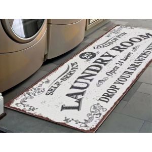 Tapis De Buanderie Antid&eacute;rapant 120 X 40 Cm, Motif Champ&ecirc;tre - Neuf