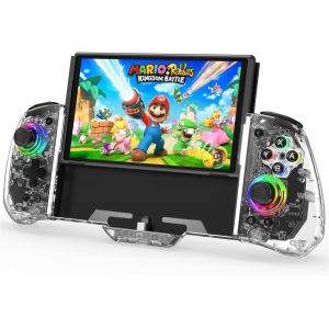 Switch Controller For Nintendo Switch/Oled, One-Piece Switch Pro Controllers For Joycon, Handheld Switch Grip Remote With 8 Rgb Colors, Adjustable Turbo, Dual Motor Vibration, Back Button - Neuf