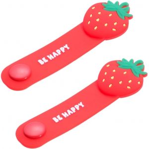 KAL-Organisez Vos Câbles Avec Un Enrouleur De Cordon Découteurs En Silicone À Bouton-Pression Facile 2 Pièces Fraise - Neuf