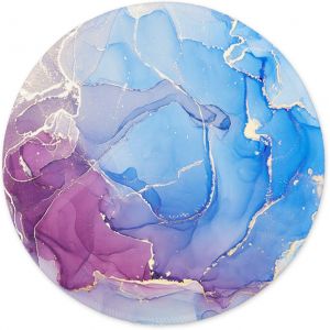 Tapis De Souris Rond, Tapis Souris Pour Ordinateur Pc Bureau Portable, Étanche Surface Lisse, Base Antidérapante En Caoutchouc, Avec Bord Cousu, Marbre D'Art Bleu Moderne - Neuf