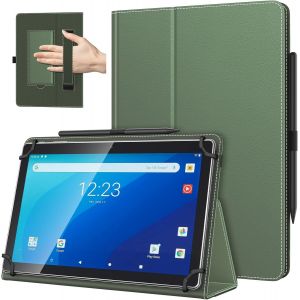 Coque Universel Pour Tablette Androiod De 10,1 Pouces Avec Boucle Pour Stylet, Coque L&eacute;ger Et Pliable Avec Main Pour Toutes Les Tablettes &Agrave; &Eacute;cran Tactile De 9,6 &Agrave; 11 Pouces, Vert Laurier - Neuf