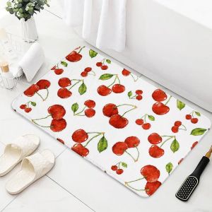 KAL-Tapis De Bain Cerise Mignon Fruits Rouges Tapis De Salle De Bain Antidérapant En Microfibre Douce Absorbant Tapis De Bain D'Eau Pour Salle De Bain Lavable En Machine Tapis De Sol De Salle De - Neuf