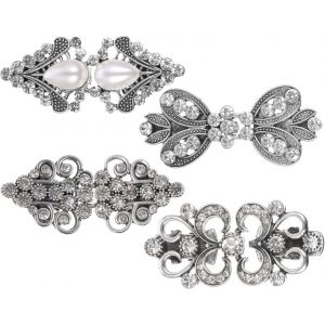 Kjdal-4 Pi&egrave;ces Pince A Cardigan Femme Vintage Cape Robe Pull Clip Ceinture Arri&egrave;re Strass Ch&acirc;le Chemise Echarpe Ceinture Clip Col Ch&acirc;le Bouton Chemise Broche Vintage Clip Cardigan - Neuf