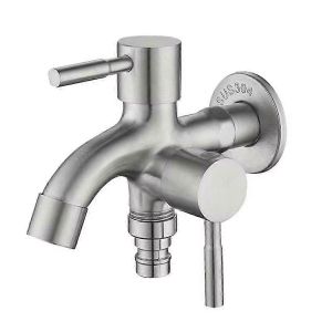 Robinet de jardin double Robinet extérieur en acier inoxydable Robinet d'eau à double sortie Robinet de jardin robuste à 2 voies Sortie de tuyau d'eau - Neuf