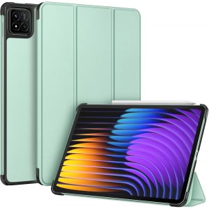 Coque pour Xiaomi Pad 7 / Xiaomi Pad 7 Pro 11.2 Pouces 2024, &Eacute;tui Fin et L&eacute;ger Housse Arri&egrave;re Rigide, Coque Pliable avec Fonction Veille/R&eacute;veil Auto, Vert - Neuf