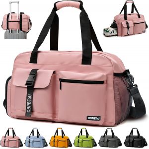 Acdsgd-Sac De Sport Femme Homme, Sac Sport Avec Compartiment &Agrave; Chaussures De Ventilation, Sac De Voyage Femme Imperm&eacute;able Avec Compartiment Humide (Rose) - Neuf