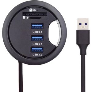 Hub r&eacute;partiteur USB 3.0, SD TF 3 ports USB multiport extenseur 60 mm station d'accueil lecteur de carte micro SD pour ordinateur de bureau - Neuf