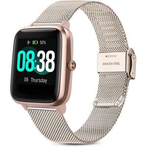 Kalanka-Veryfitpro Id205l Bracelet, 19mm Bracelet Montre Acier Inoxydable Pour Grv Fc1 Idw15 Id205s Id205g Id215g Id216 Ym205l Uwatch3 Ufit Gt Bv205l Te021 Sw020 Sw021 Sw023 Smartwatch - Neuf