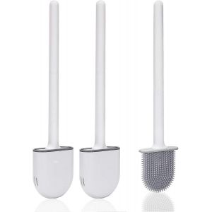 Promotion D'hiver,Brosse De Toilette,(2 Pièces) Brosse De Toilette En Silicone,Brosse De Toilette Et Supports Avec Poils Doux Et Poignée Antidérapante - Nettoyage Et Séchage Rapides - Neuf