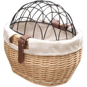 Panier De V&eacute;lo Avant Avec Grille,Panier Pour Animaux De Compagnie,Si&egrave;ge Pour Porte-Bagages En Osier Naturel,Panier Arri&egrave;re Pour Chien,Panier Pour V&eacute;lo,Accessoire 30 X 25 Cm - Neuf