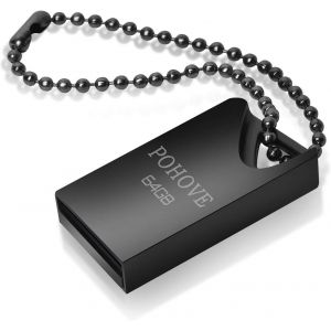 Clé USB 64 Go, Mini Cle USB 64 Giga Clef USB 64 GB Flash Drive Imperméable USB 64 GO Métal Pen Drive 64gb pour Ordinateur Portable/Pc/Voiture (Noir) - Neuf