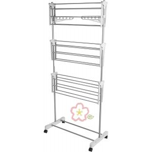 S&eacute;choir &agrave; Linge Pliable avec roulettes Grande Capacit&eacute; Etendoir en Acier Inoxydable Ailes Pliables sur 3 Niveaux de S&eacute;chage pour Usage Int&eacute;rieur/Ext&eacute;rieur (75 * 44 * 158cm Blanc) - Neuf