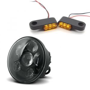 Phare Led Set Pour Harley Dyna Street Bob + Clignotants Pour Guidon - Neuf