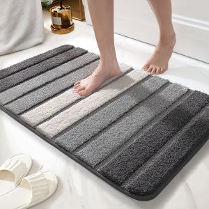 KAL-Tapis De Bain En Microfibre, Super Absorbant, Gris, 50 X 80 Cm - Neuf