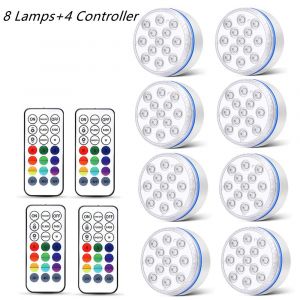 Lampe Submersible À 13 Led Avec Télécommande,Éclairage À Aimant Submergé Ip68,Rvb,Éclairage Pour - 8 Light 4 Controller-7.0cm - Neuf