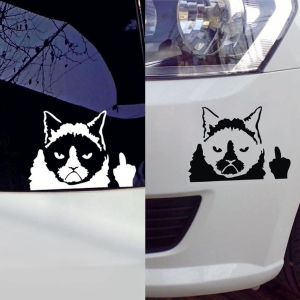 Lot De 2 Autocollants De Voiture Noir Blanc Réfléchissant Chat Motif Drôle De Moto Autocollants Pour Imperméable À L'eau Résistant Aux Rayures Couverture - Neuf