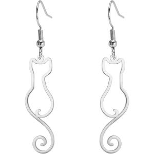 Chenquansarl-Boucles D'oreilles Pendantes Chat Acier Inoxydable Mignonnes Femmes M&egrave;re Animaux Dr&ocirc;les Cadeaux F&eacute;lin Animaux Compagnie Accessoires Breloques Remarquables - Neuf