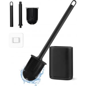 Lbgwp60-Wc, Toilette En Silicone Avec Support, De Toilettes Détachable À Manche Long,Montage Mural Ou Au Sol,Séchage,Nettoyage Professionnel En Profondeur Pour Salle De Bain (Noir) - Neuf