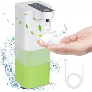 Distributeur automatique de savon, désinfectant pour les mains sans contact, 4 vitesses réglables, rechargeable par USB, mousse rapide (savon) - Neuf