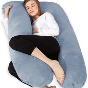 Coussin De Grossesse,Coussin Allaitement En Forme De U En Velours Amovibl, Coussins De Maternité Et Corps Pour Dormir,Brouillard Bleu - Neuf