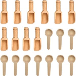 Kal-Lot De 20 Mini Cuillères En Bois - Accessoires De Cuisine - Cuillères En Bois Multifonctionnelles - Accessoires De Cuisine - Convient Pour Le Sel, Le Thé, La Poudre À Laver, Le Sucre, Les Épices, - Neuf