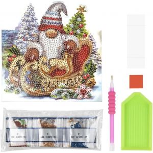 Diamond Painting Carte De Montage 370 G/M² 16,3 Cm X 16 Cm Avec Enveloppe Et Outils (Lutin Avec Traîneau) - Neuf