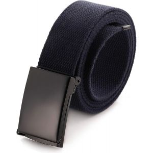 Men's Adjustable Webbing Belt Buckle Military Black Tooth Belt.[E924] - Neuf