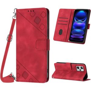 Te-Coque Pour Redmi Note 12 Pro Plus/Note 12 Discovery, Pu Leather Flip Portefeuille Étui En Cuir, [3 Porte Cartes] [Fermeture Magnétique] Coque Pour Redmi Note 12 Pro Plus - Rouge - Neuf