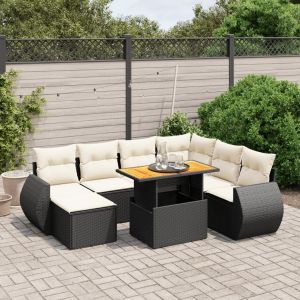 Prolenta Premium - Salon De Jardin 8 Pcs Avec Coussins Noir R&eacute;sine Tress&eacute;e - Neuf