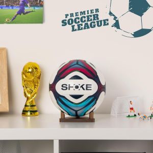 CAUC-Support Mural Ballon, Porte Ballon Mural en Bois et M&eacute;tal, Support Ballon Basket Foot Volley Rugby, Brun Rustique - Neuf