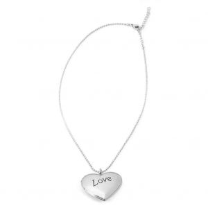 M&eacute;tal Coeur Forme Pendentif Photo M&eacute;daillon Collier Filles Femmes Accessoire (Argent) - Neuf