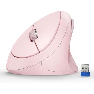 Souris Ergonomique sans Fil, 4800 DPI Souris Verticale, Eduction du Bruit &agrave; 99%, Souris sans Fil Silencieuse, 6 Boutons, 2.4G Souris Ordinateur pour PC, Ordinateur Portable, Mac - Rose - Neuf
