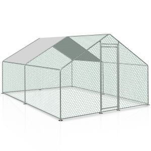 Enclos Poulailler 24 M&sup2; Parc Grillag&eacute; 8x3 M Acier Galvanis&eacute; Cage Parc Enclos Pour Animaux - Neuf