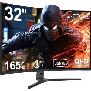 ChenQuanSarl-Z-Edge Écran Pc Gamer Incurvé 32'' 2K Qhd(2560X1440), 1Ms, 165Hz, Moniteur Gaming 16 9, Amd Freesync, Inclinaison Réglable, 1500R Va, 2×Dp1.4 & 2×Hdmi2.0, 3000 1, Rgb, Vesa 75*75Mm(Câble - Neuf