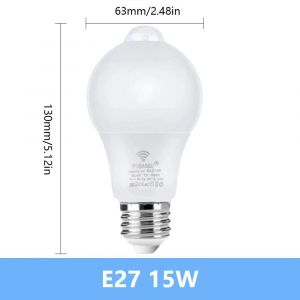 Kalsa-Capteur De Mouvement Lumière Led 220v 110v E27 B22 12w 15w 18w Lampe À Led Auto Intelligent Infrarouge Led Ampoule Économie D'énergie Bombillas Maison Porche,E27 15w,Cold White - Neuf