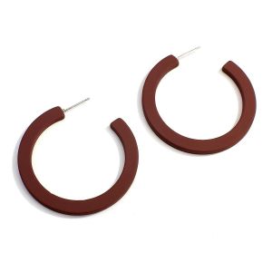 A1641053e-004 - Boucles D'oreilles Géométriques Vintage En Bois Pour Femmes,Faites À La Main,Couleur Marron,En Forme De Feuille,Cercle Rond,Bijoux 2022 - Neuf