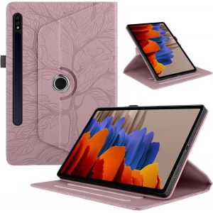 Eryi-Coque Pour Tablette Samsung Galaxy Tab S10 Ultra/Tab S9 Ultra/Tab S8 Ultra 14.6"" 2024/2023/2022 (Sm-X910/X900) Etui Rotatif 360 Housse Pu Cuir Flip Support Protection Cover,Rose Gold Arbre - Neuf