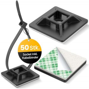 50 pcs. Serre cable adhesif noire-fix cable avec embase adhesive pour cable management-Serre cable plastique,attache cable adhesive,organisateur de cable,support de cable adhesif.[K55] - Neuf