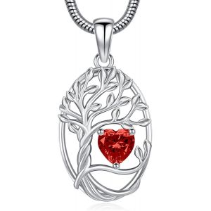 Kal-Arbre De Vie Collier Pierre De Naissance Pendentif Coeur Collier Arbre De Vie Pendentif Anniversaire De Mariage Saint Valentin Fête Des Mères Bijoux Cadeau Pour Femmes Filles - Neuf