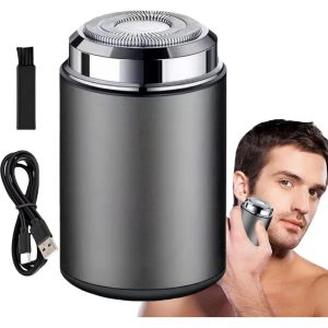 Checarzhn--No1-Rasoir Électrique Pour Homme, Mini Rasoir Électrique Rechargeable, Étanche, Machine À Raser Humide Et Sec, Rasoir De Voyage Étanche Pour Homme, Rasoir À Double Tête Avec Données, Câble - Neuf